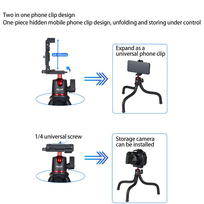 Ulanzi MT-11 statyw ośmiornica MiniSingle aparat mobilny ambona na żywo uchwyt ręczny