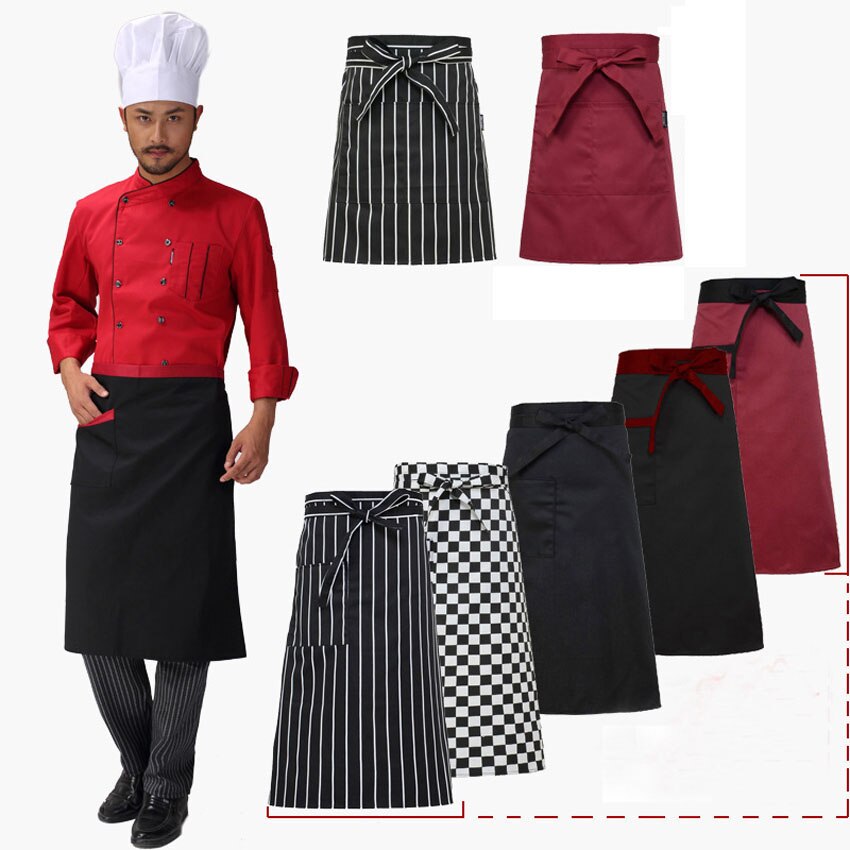 Kitchen Restaurant Chef Uniform Cook Chili Apron Polyester Oil-proof with Pocket Waterproof Bakery Wear Chef Costumes Apron