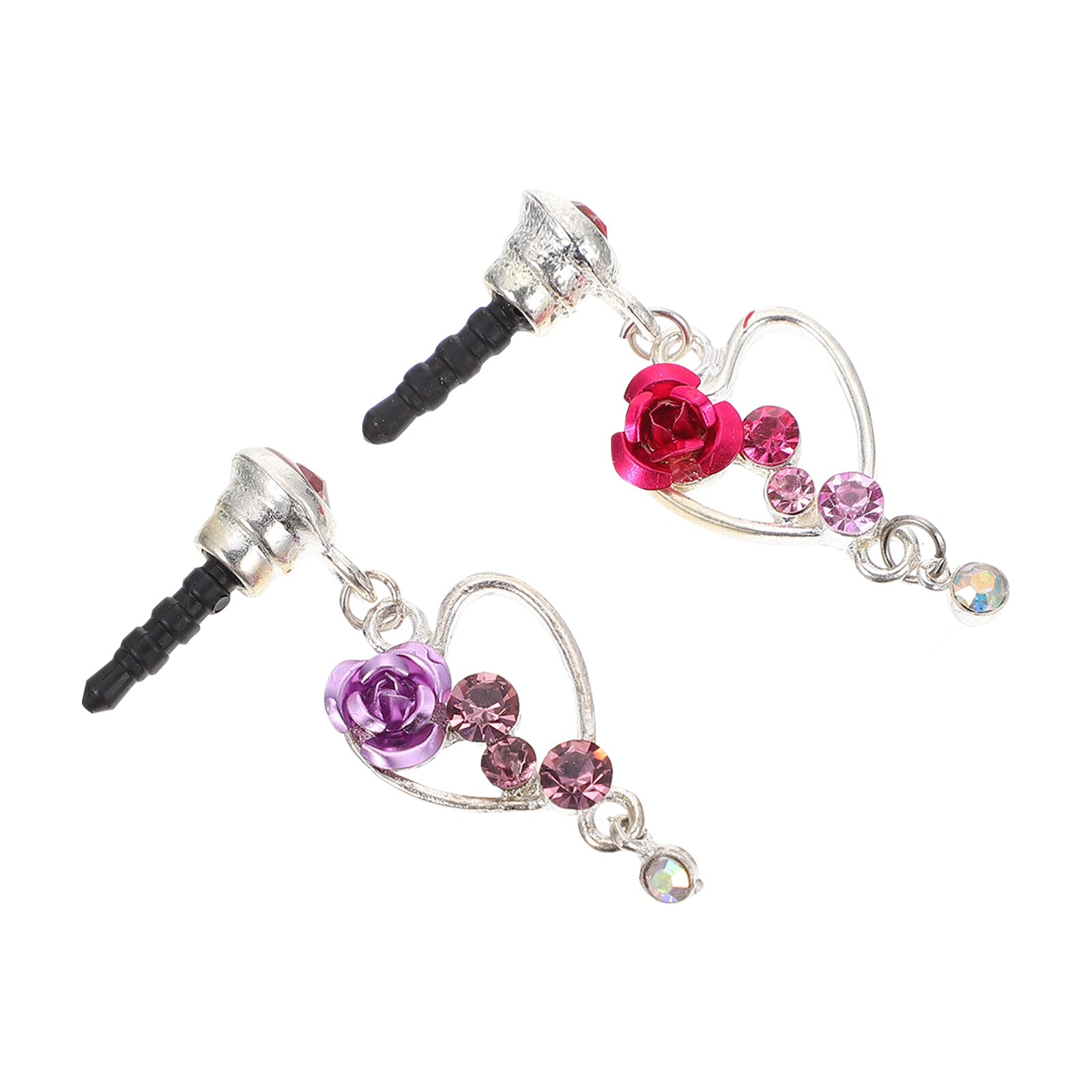 2pcs Phone Pendant Heart Pendant Plug Earphone Jack Plug Earphone Pendant