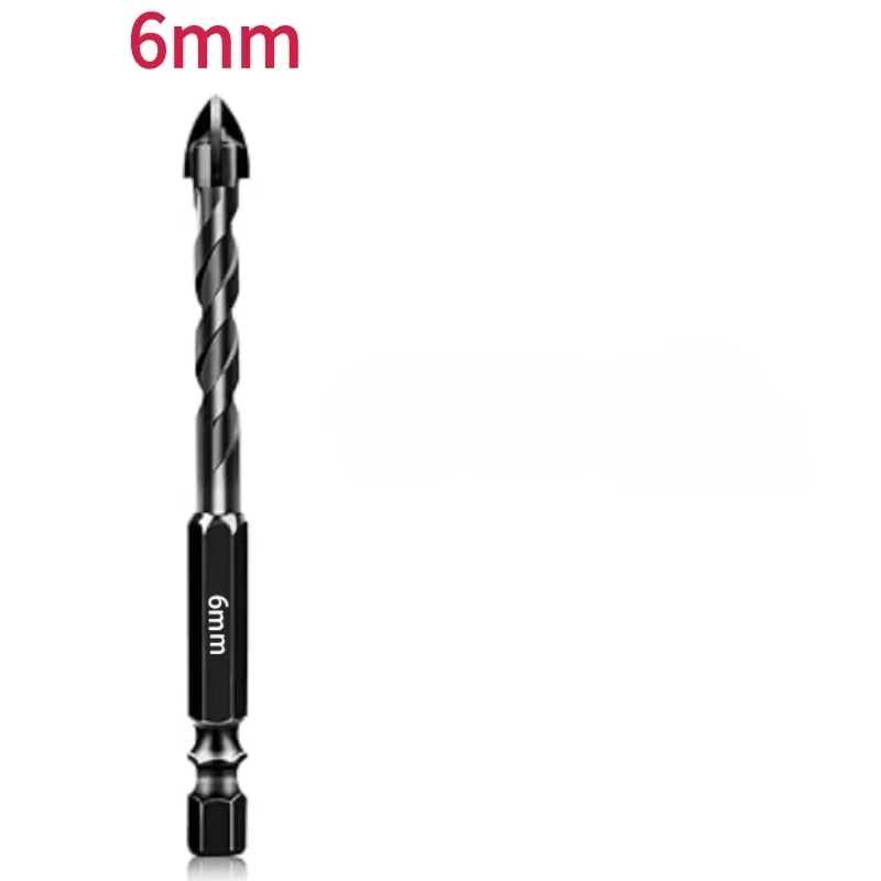 Brocas para mampostería de 3-12mm, 14/7 Uds., cuatro filos, juego de brocas para hormigón, punta de carburo de tungsteno, funciona con carburo de piedra de hormigón: Negro