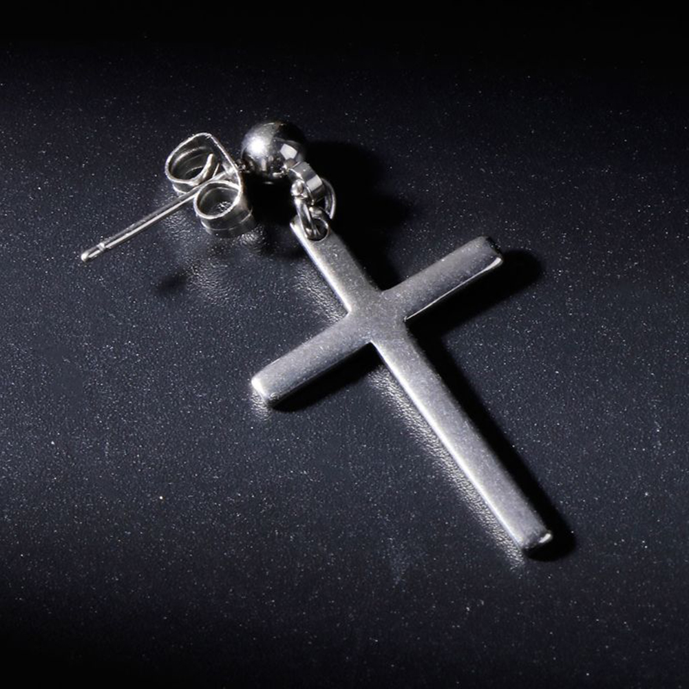 1pc Schwarz Kreuz Ohrring Männer Titan Stahl Ohrringe Hipster Persönlichkeit Straße Tropfen/Baumeln Ohrringe Frauen Punk Stil: A-Splitter