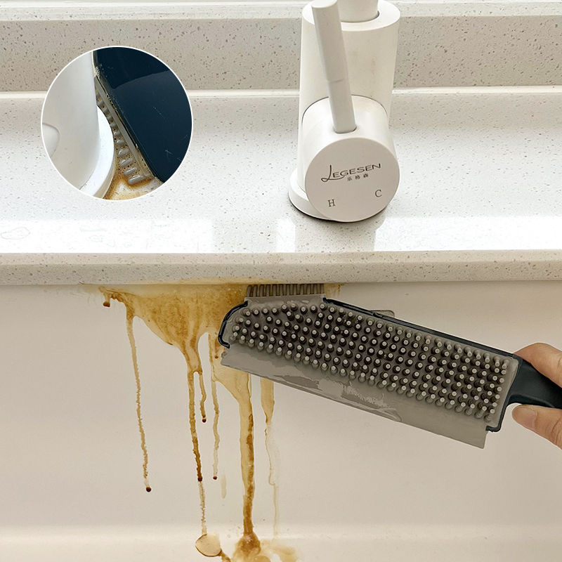 3 in 1 Gap Silicone Brush Cleaning Scrubbing Bathroom Kitchen Countertop Brush Silicone scraper Cleaning Supplies