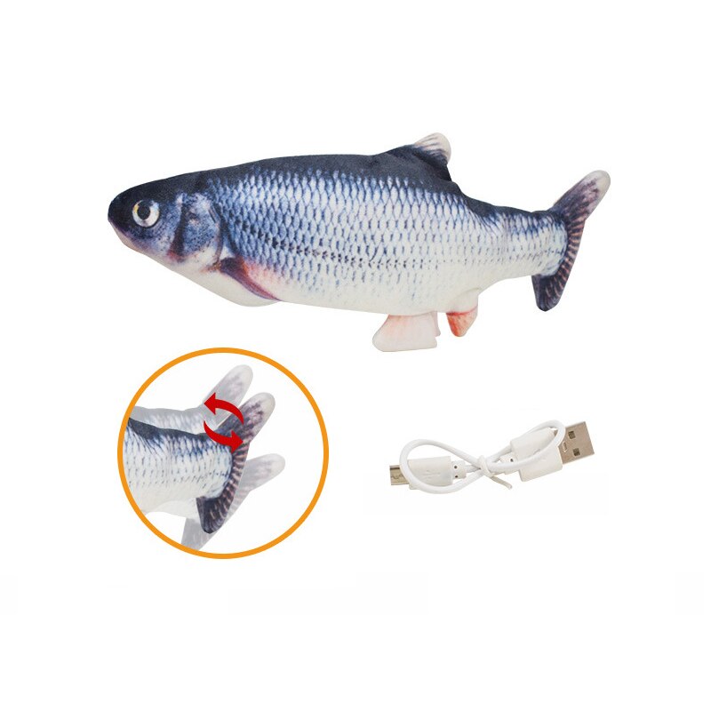 30cm elektriske fisk legetøj kat bider usb opladning elektrisk simulering fiske legetøj kat tygger lege legetøj legetøj til børn: 1