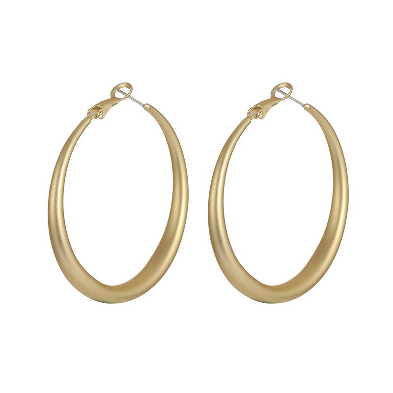 Jahrgang Glatte Kreis Große Creolen für Frauen Geometirc matt Gold Metall Nicht Ohrclip Ohrringe Brinco Trend Schmuck