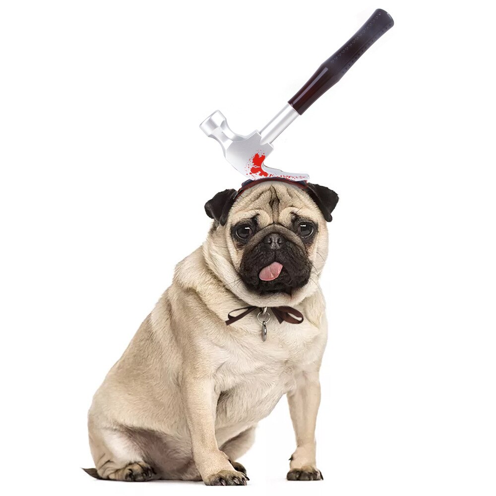 Knep rolig hammare yxasax verklighetstrogen halloween hundkostym festhatt för hundar lek offer mot våld cosplaykläder: Hammare