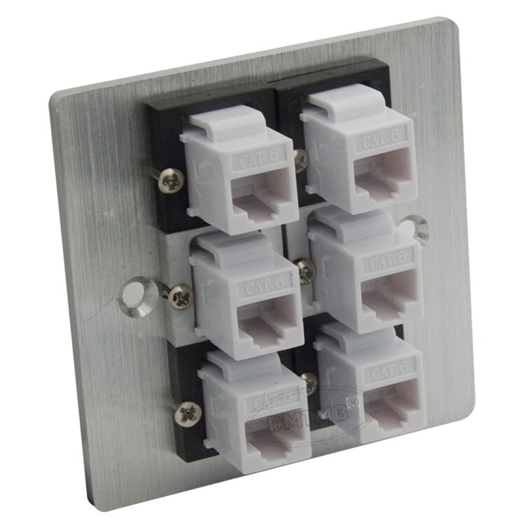 Aluminium muur plaat met 6 X CAT6 RJ45 en onderste... – Grandado