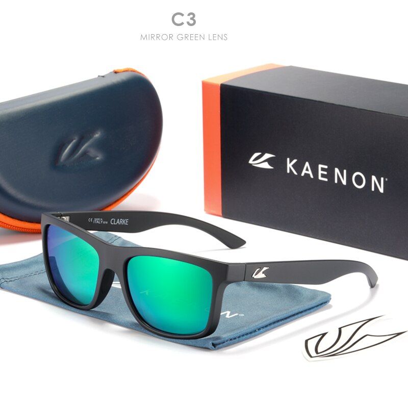 Square Kaenon Polarized Sunglasses TR90 frame men Mirrored lens Brand women Driving Fishing Sun glasses UV400 7 COLORS: C3