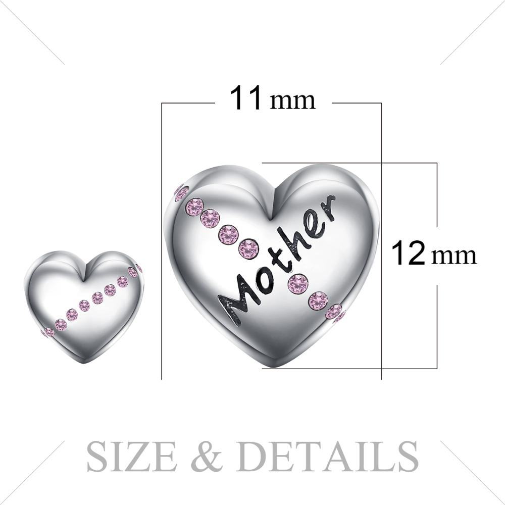 JewelryPalace Heart Mother 925 Sterling Silver Beads Charms Silver 925 Original For Bracelet Silver 925 original Jewelry Making