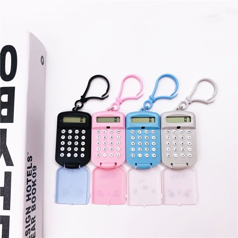 Kawaii Mini Calculator Portable Digit Calculator Pocket Size 8 Display Cartoon Cute Keychain Calculator Office Supplies
