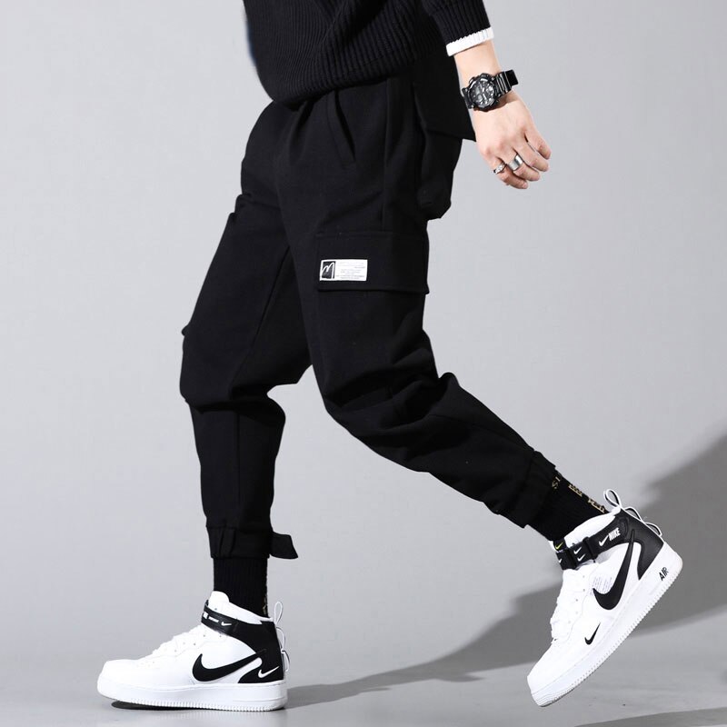Japansk vintage casual män byxor lös stor ficka cargo byxor ylle tjocka byxor streetwear hip hop joggingbyxor män
