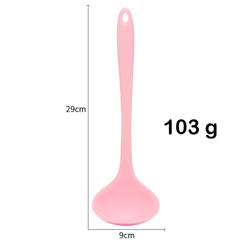 Silicone Utensils Cooking Tool Pink Nonstick Kitchen Utensil Spoon Soup Ladle Turner Frying Spatula Colander Kitchenware: Spoon