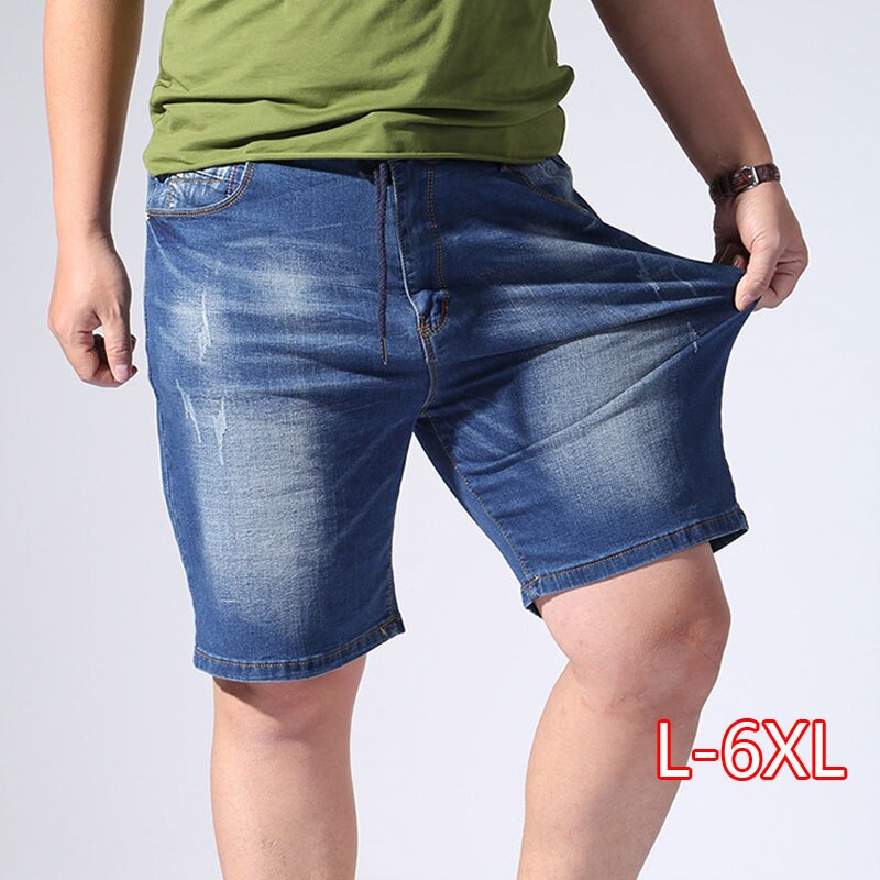 Mænds korte jeans denim plus størrelse 6xl 7xl 8xl 9xl afslappet denim shorts til mænd elastisk stor størrelse 42 44 46 48 50 52