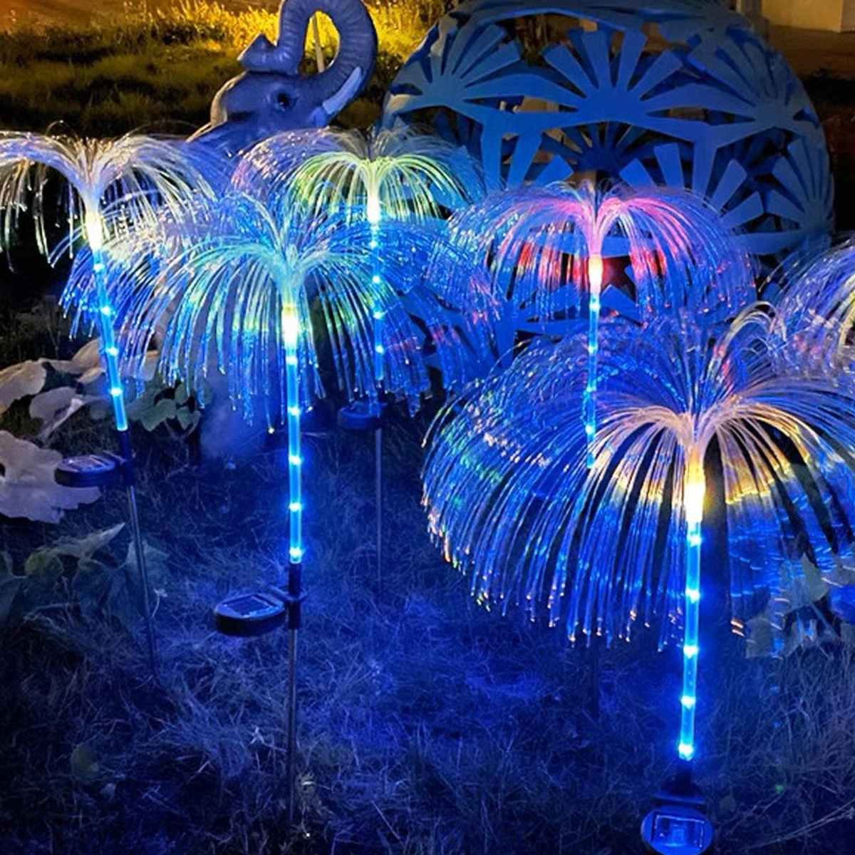 Magical Solar Jellyfish Light Garden Pathway Decoration Lights Fiber Optic Jellyfish Lawn Lighting Outdoor Patio Villa Yard Lamp