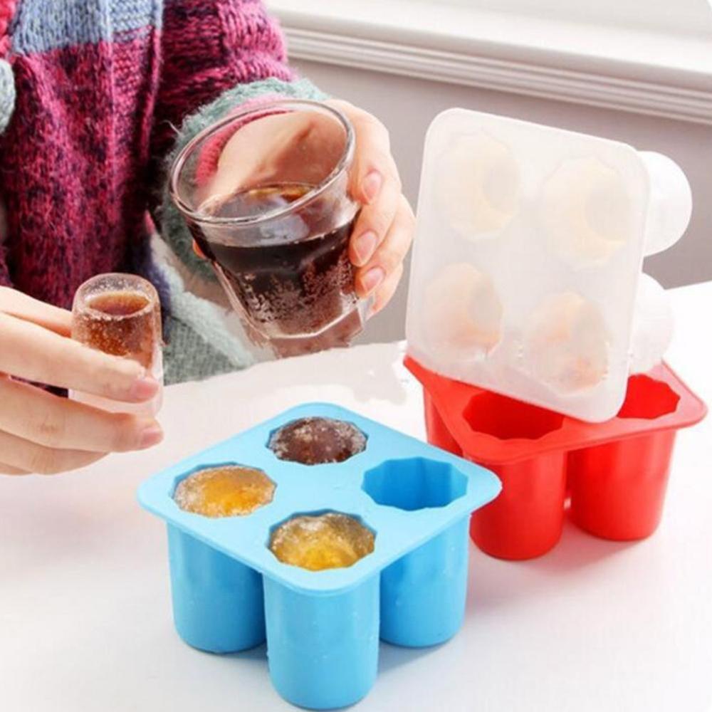 4 tasses forme Silicone moule à glaçons tireurs tir verre glace moule bac à glaçons été barre fête bière glace boisson outil accessoires