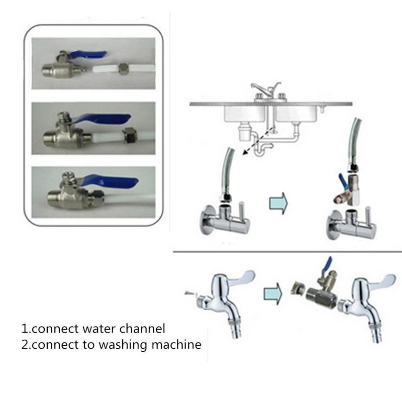 RO Feed Water Adapter 1/2" to 1/4" Ball Valve Reverse Faucet Tap DIY Home Water Adapters Bathroom Hardware Accessories