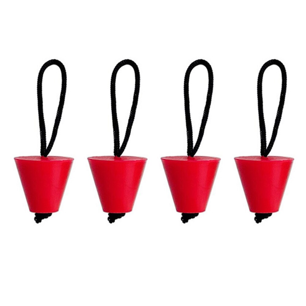 4pcs Universal Kayak Drain Holes Plugs Canoe Marine Boat Dinghy Scupper Plug Drain Holes Stopper Kit With Cord Rope: Red