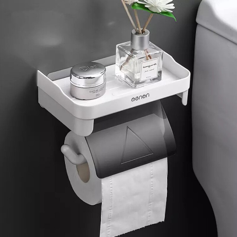 Bathroom Toilet Paper Holder Paper Tissue Box Plastic Toilet Dispenser Wall Mounted Roll Paper Storage Box Free Punch Bathroom