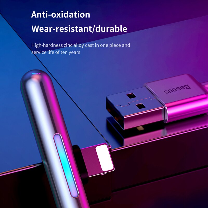 90 graus de luz led para usb relâmpago cabo para iphone 11 pro xs max xr 8 7 6s mais ipad carregador carregamento rápido dados 1m 2m cotovelo