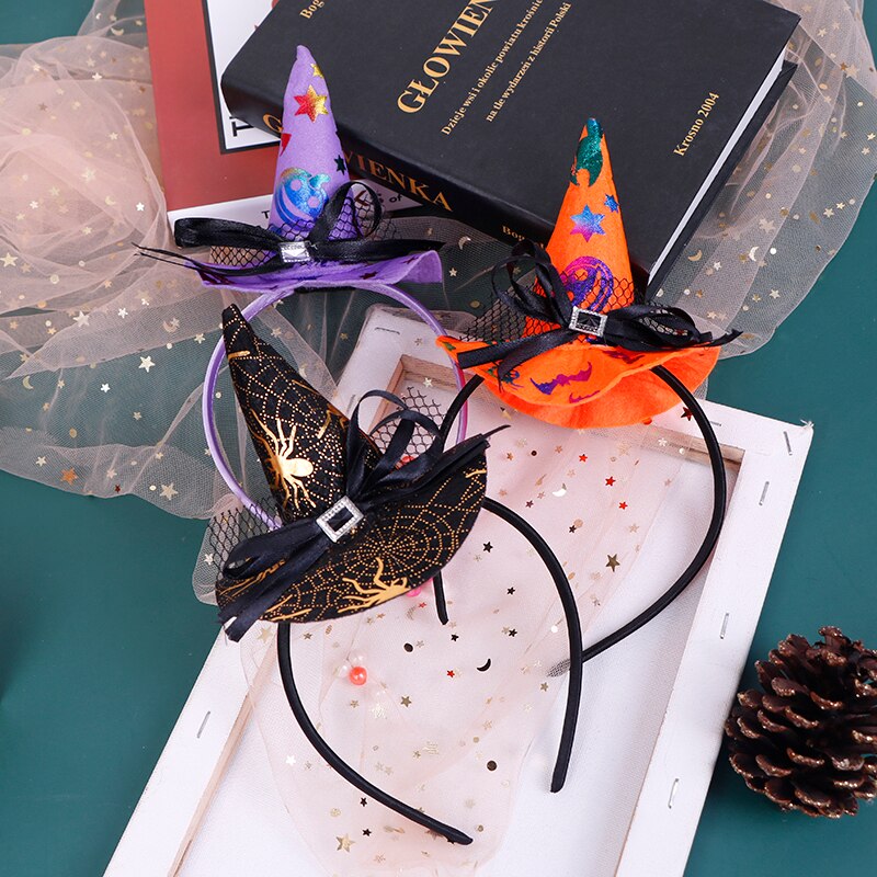 1 Uds Halloween niñas diadema bruja Cosplay tocado con calabaza aro de pelo decoración de