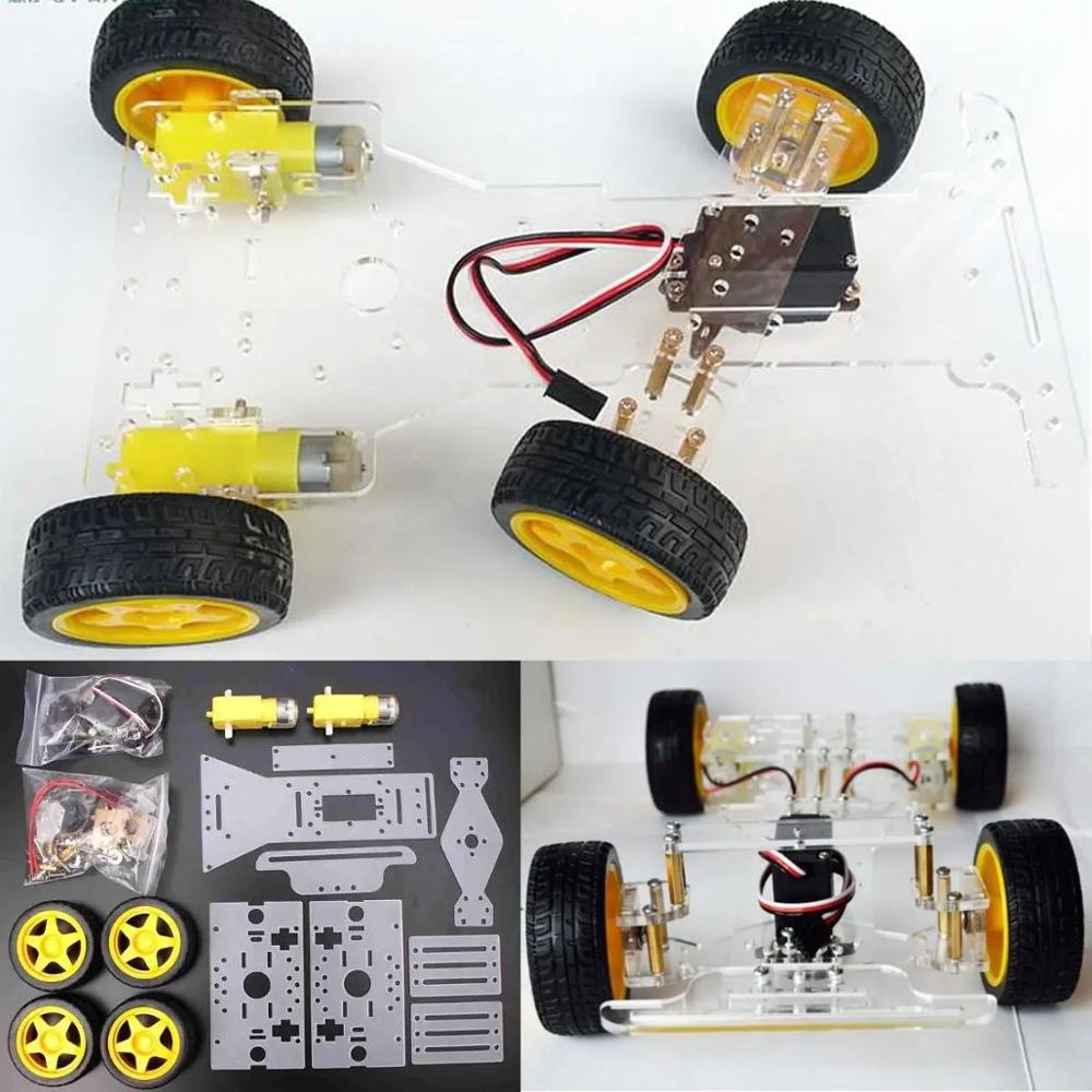 DIY Steel Ring Engine 4 wheel 2 Motor Smart Robot Car Chassis Kit For