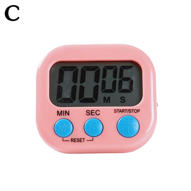Digital Timer Big Screen Timer Magnetic LCD Kitchen Countdown Timer Alarm Stand Kitchen Timer Practical Cooking Alarm Clock: Pink