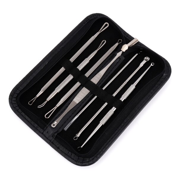 8Pcs Blackhead Remover Tool Black Spots Needles Pore Cleanser Vacum Comedone Pimple Blemish Extractor Beauty Acne Remover Tools: 7 Pcs