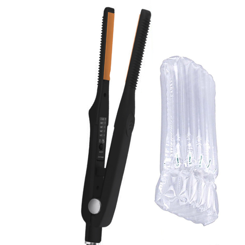 2 in 1 kleinen Glätte isen Haar glätter & Locken wickler für kurze Haare Frauen und Männer Bart glätter Bleistift Flacheisen Doppels pannung: Black / US