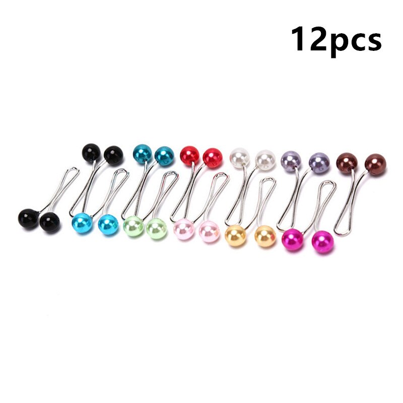 12 pçs pérola lenço broche pino lenço xale lenço senhora muçulmano cachecol hijab clipes pino correias fixas anti deslizamento broche: Mix color