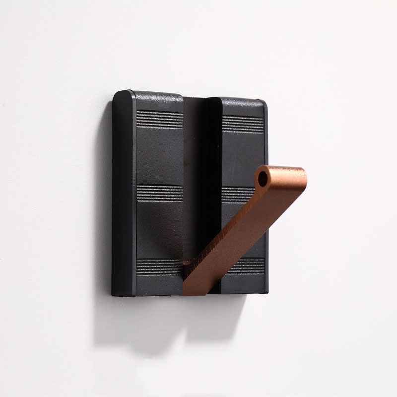 Crochet Invisible en aluminium noir, espace pour vêtements de porche, crochet à rangée cachée, porte pliante, poinçon, accessoires de salle de bains: Coffee