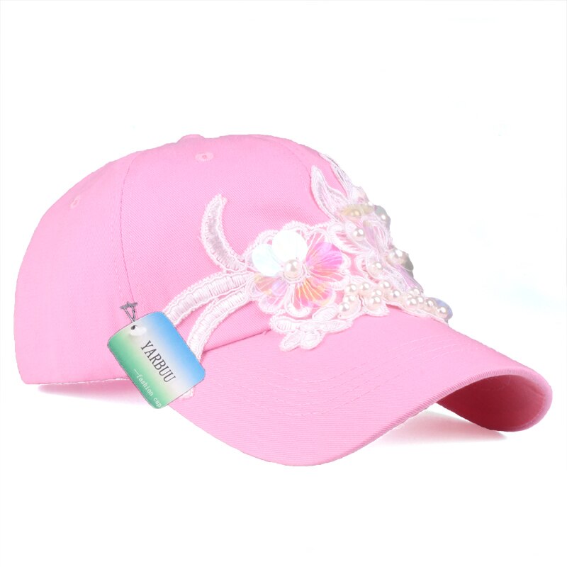 [yarbuu]merk pet stijl baseball pet voor vrouwen kralen bloem katoenen pet hiphop meisjes snapback hoed