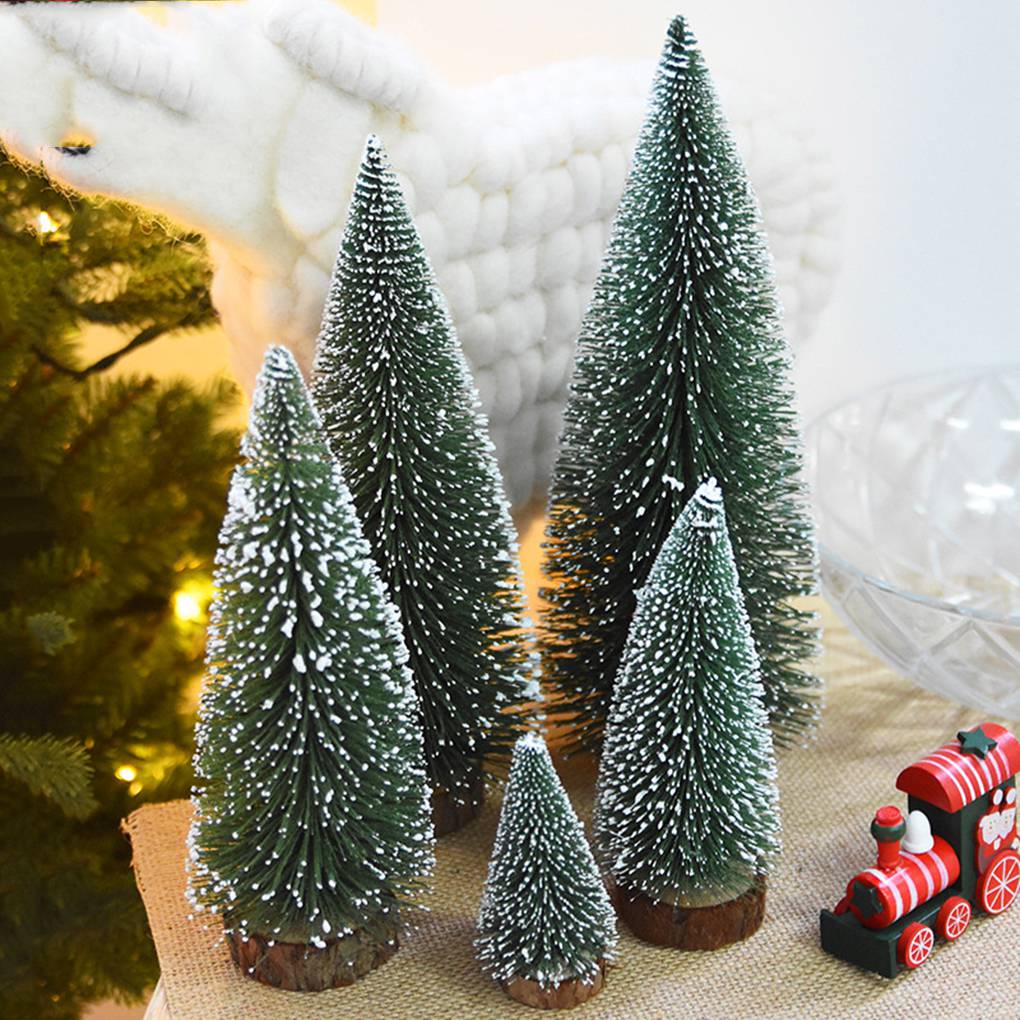 Mini Pino Artificial de sobremesa, adornos de Navidad para Festival, árboles en miniatura de plástico