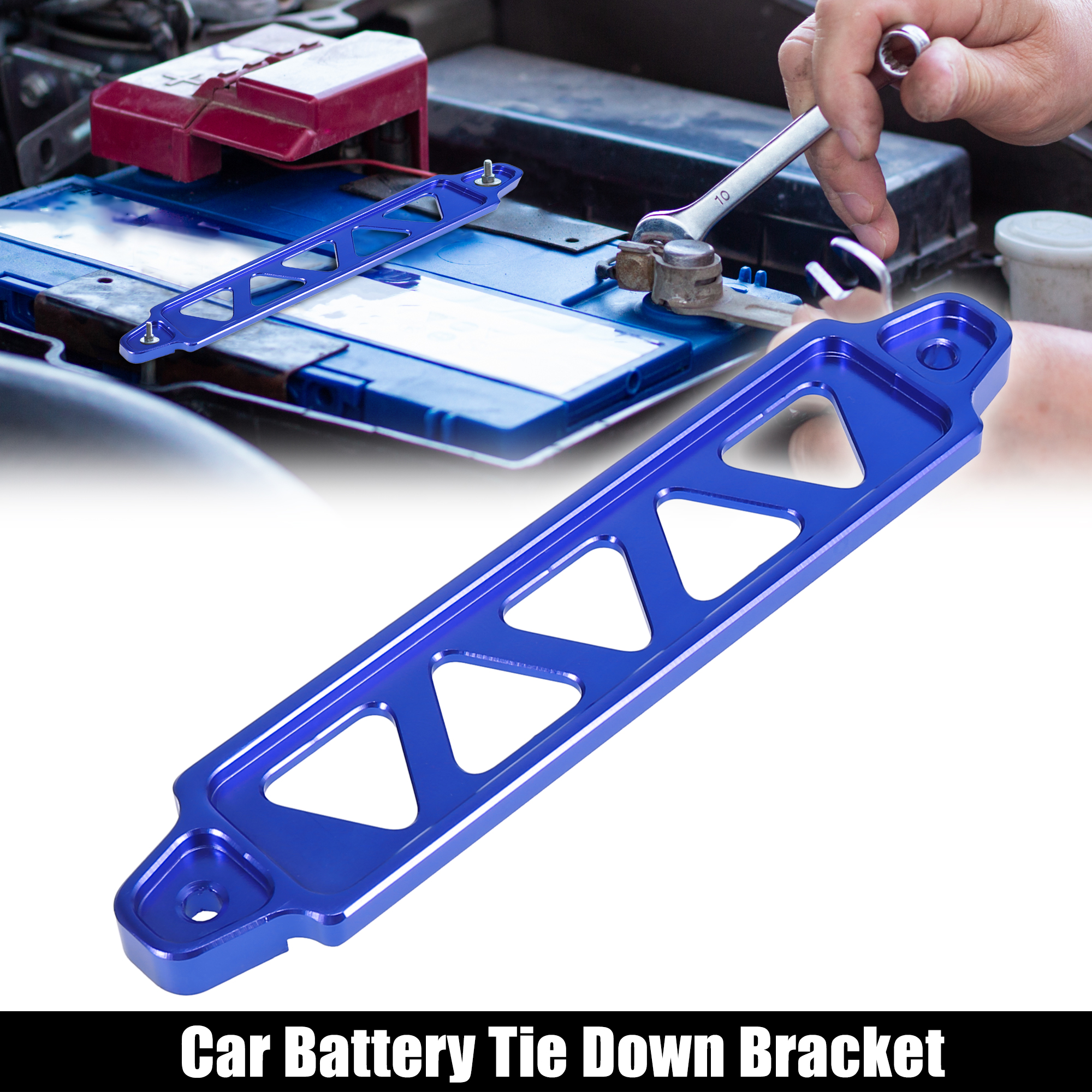 Soporte Universal para sujetar batería de coche, accesorio hueco de aleación de aluminio, 145mm, 190mm, color azul