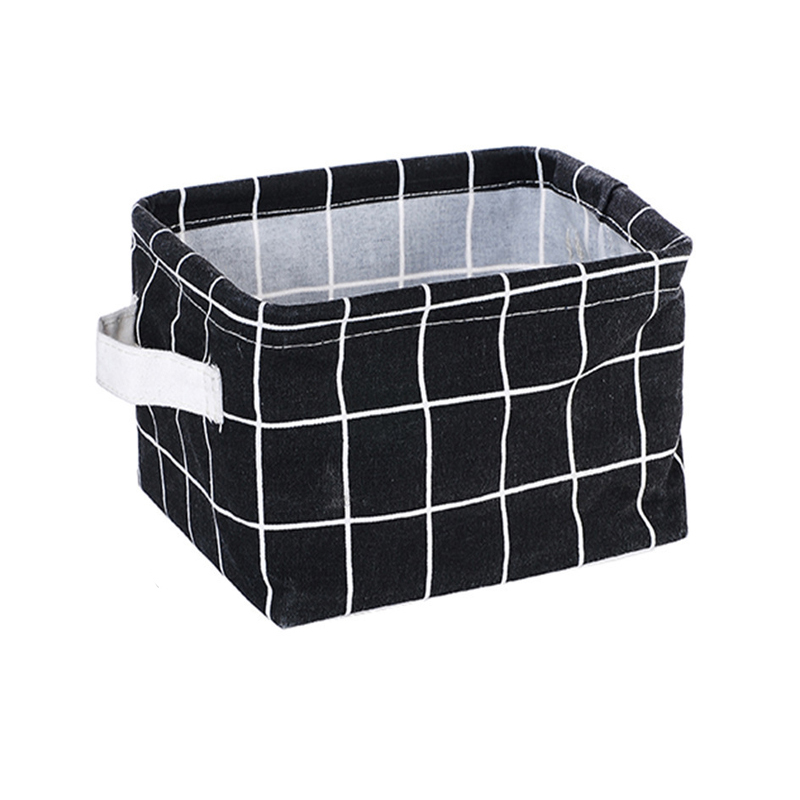 Foldable Canvas Storage Basket With Handle Cosmetic Toy Organizer Underwear Socks Clothes Storagebag Office Stationery Organizer: light yellow