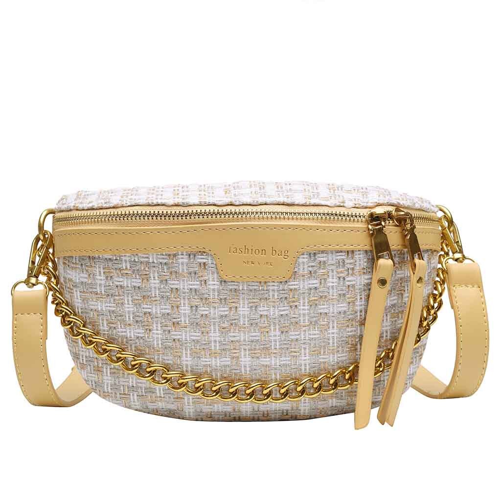 Women Pocket Chest Bag Woven Shoulder Bag Messenger Phone Bag многофункциональная сумка сумка кожаная женская: Yellow