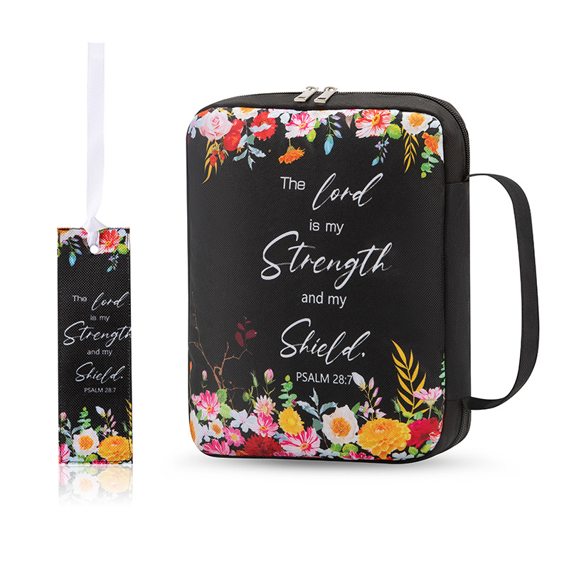 Bible Cover Case Floral Bible Cover Bag for Women, Stylish Functional Portable Bible Carrying Case Pockets Zipper Study: Orange