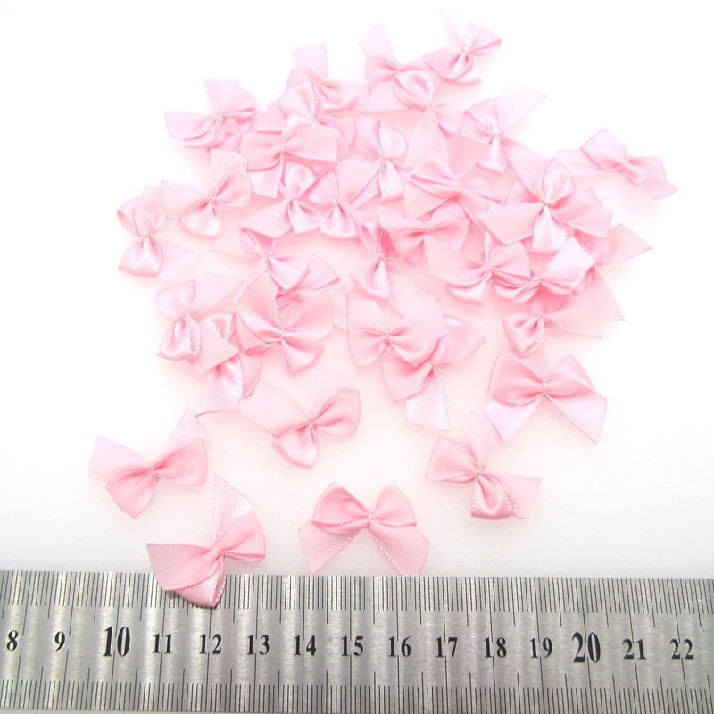 100 stks Handgemaakte Mini Satijnen Lint Bloemen Bows Lint Strik Voor Verpakking Craft Bruiloft Decoratie 3/8"