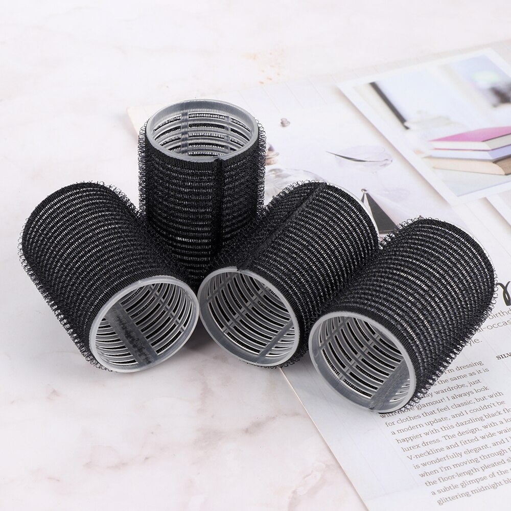 4/6/8 Stuks Zwart Nylon Self Grip Haar Rollen Onschadelijk Haar Kleverige Curler Stick Haar Kappers krulspelden Salon Diy Styling