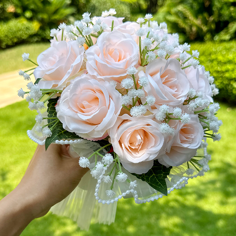 Babysbreath-Rosensträuße für sterben Braut, künstlicher Blumenstrauß für Hochzeiten Ich bin Freien, Valentinstag, Verlobungsfeiern: Rosa