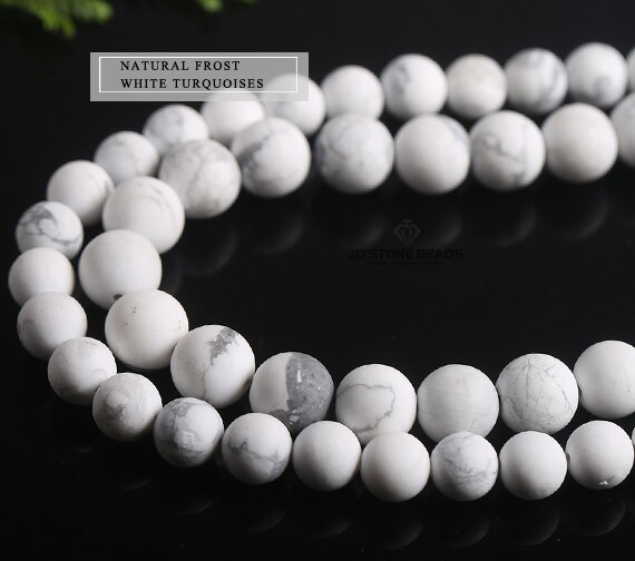 Genuine Natural White Turquoise Beads Howlite Faceted Round Beads Semi-Finished Handmade Matte Frost Stone For Jewelry Making: Frost  Turquoises / 8mm48pcsbeads