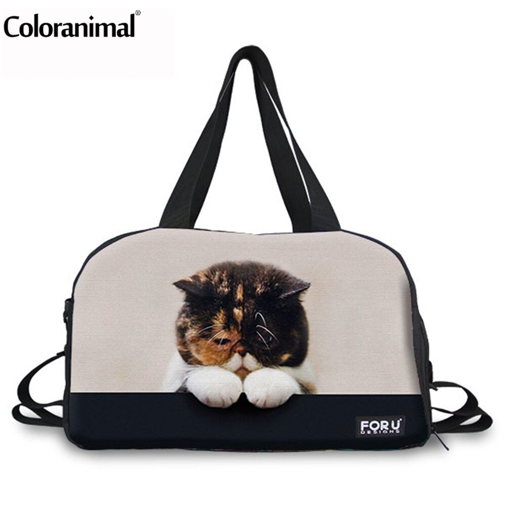 Coloranimal Semplice Travle Borsa sacchetto di Mano Delle Donne Simpatico Gatto e Cane di Stampa per Le Donne Big Duffle Bag Multifunzione Borsa Week-End: B0012T