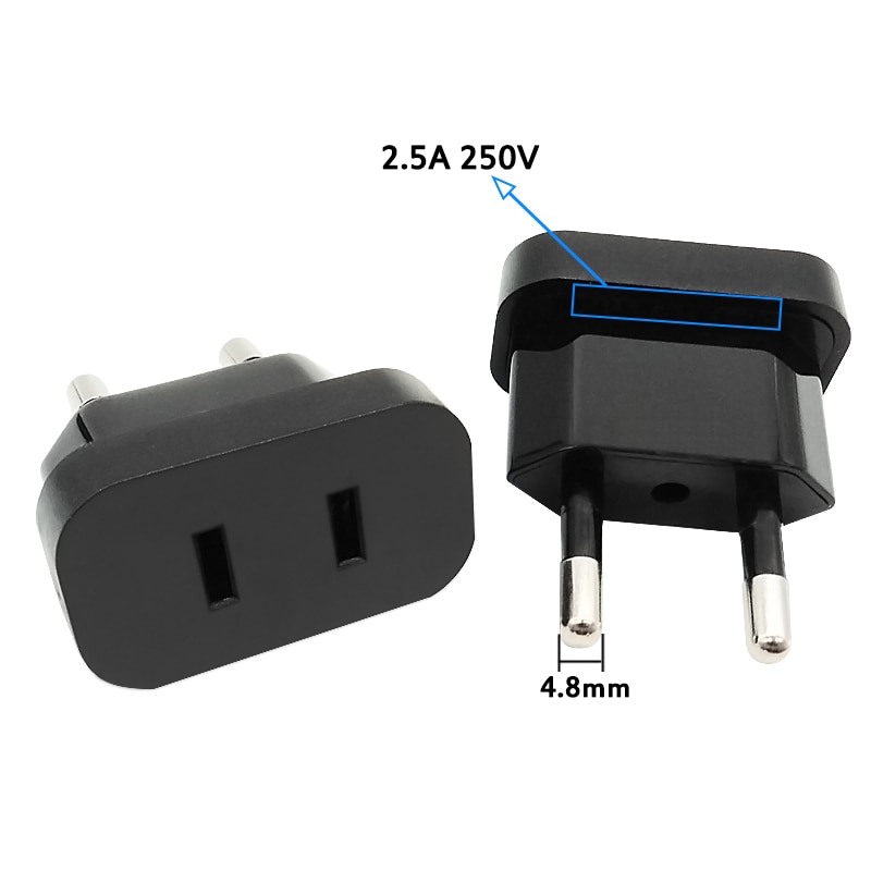 10PCS CN UNS Zu Eu-stecker Reise Adapter Power Stecker 2 Pin USA Buchse ZU 2Pin EU 4,8mm stecker Konverter Elektrische Stecker Weiß Schwarz