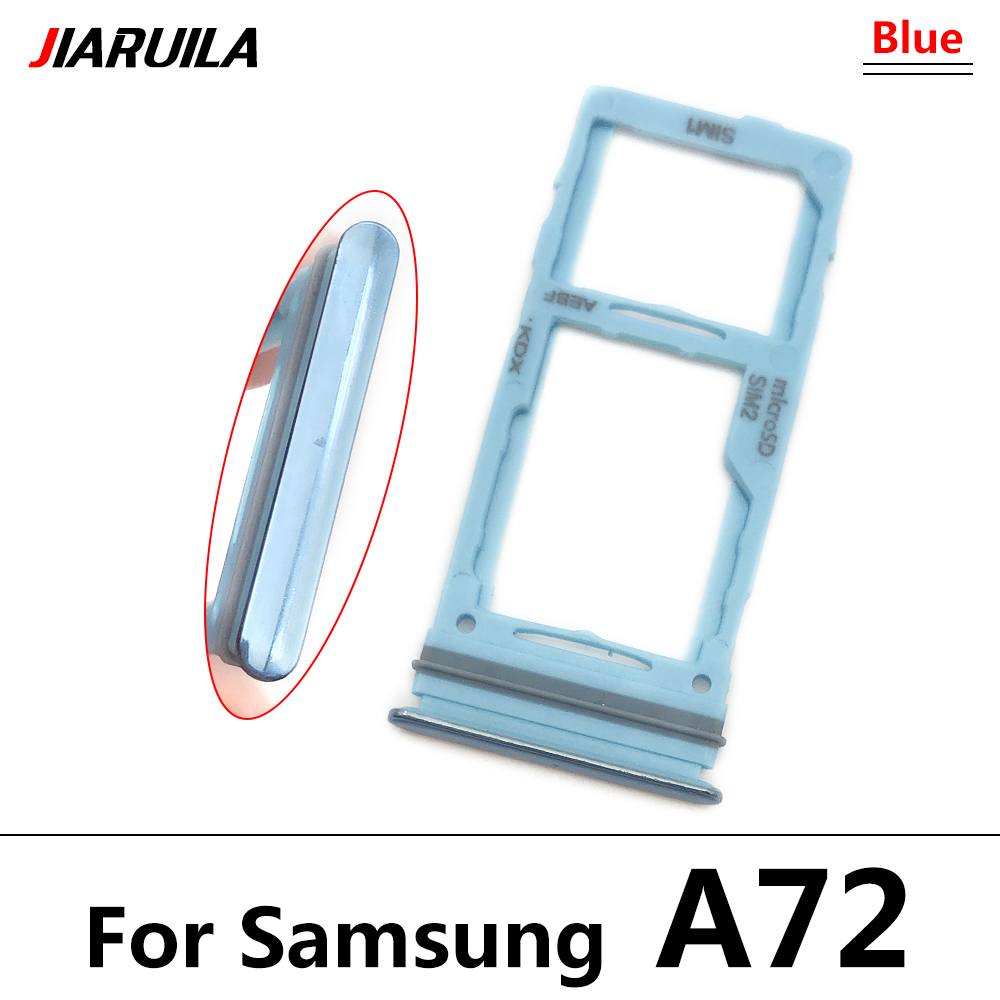 Emplacement pour carte SIM, pour Samsung Galaxy A32 4G A52 A72, remplacement de remplacement, support de carte SD, adaptateur + broche: A72 Blue