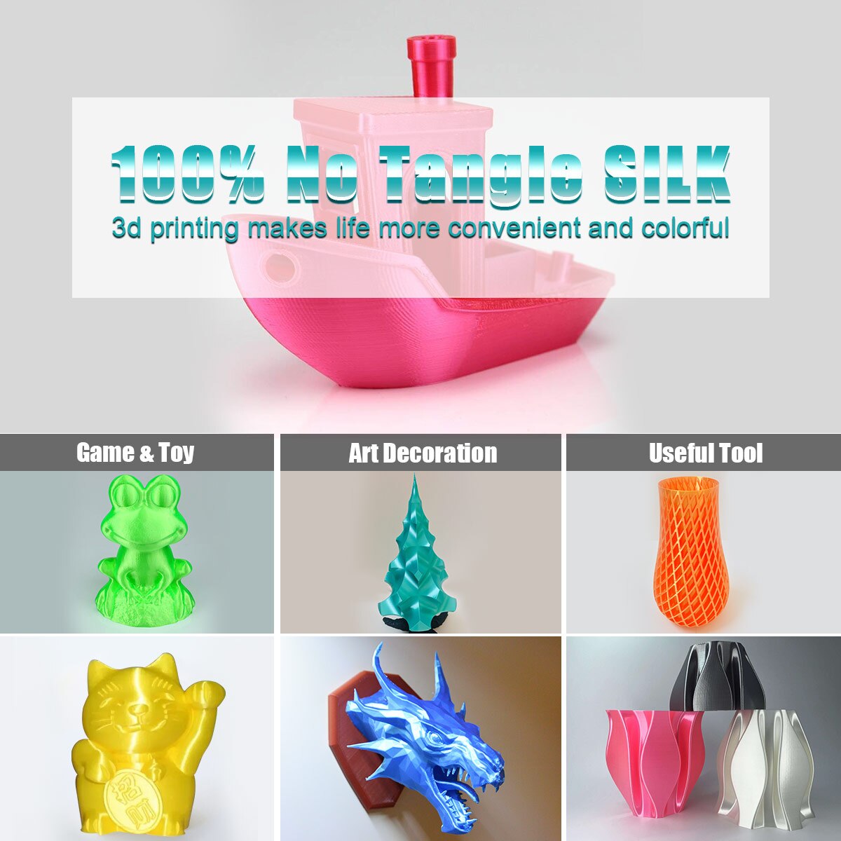 Snelle zijde pla filament 1kg 1.75mm tolerantie  +/-0.02mm zijde textuur hoge taaiheid printmateriaal voor fdm 3d printer