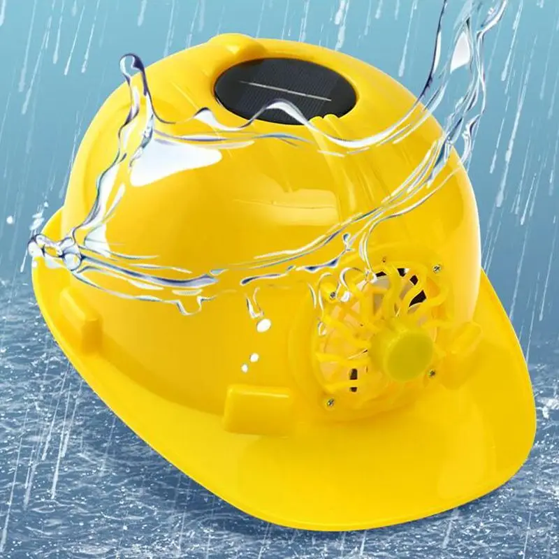 Safety Hard Hat With Solar Fan, Sun Protection Hat, Adjustable Waterproof Cap Style Vented Helmet For Work, Home Construction