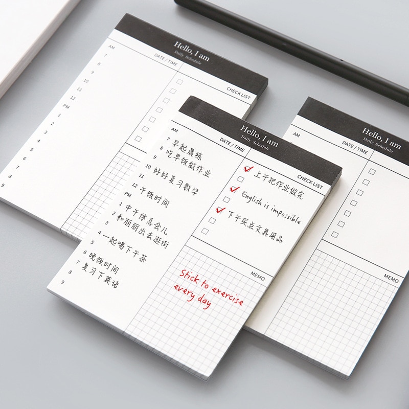 Desktop daily check list, 12.4 x 8.5 cm 50 sheets 80 GSM, daily planner office&school supplies