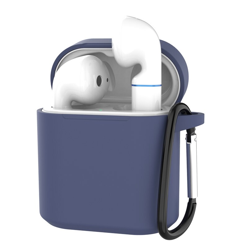 Pokrywa silikonowa etui na słuchawki do Huawei Honor FlyPods Fly Pods Pro futerały ochronne do Freebuds 2 Pro karabińczyk metalowy haczyk: Darkblue With  Hook