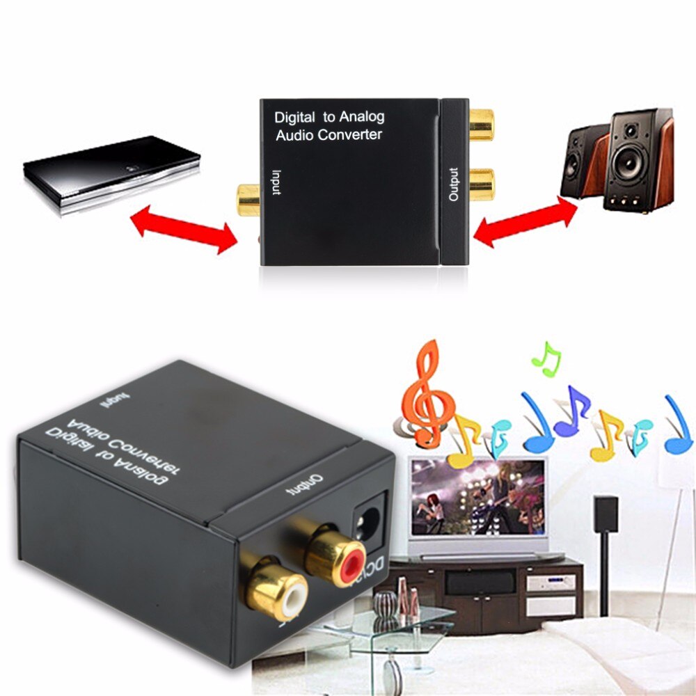 Digital Optical Toslink SPDIF Coax To Analog RCA Audio Converter Adapter