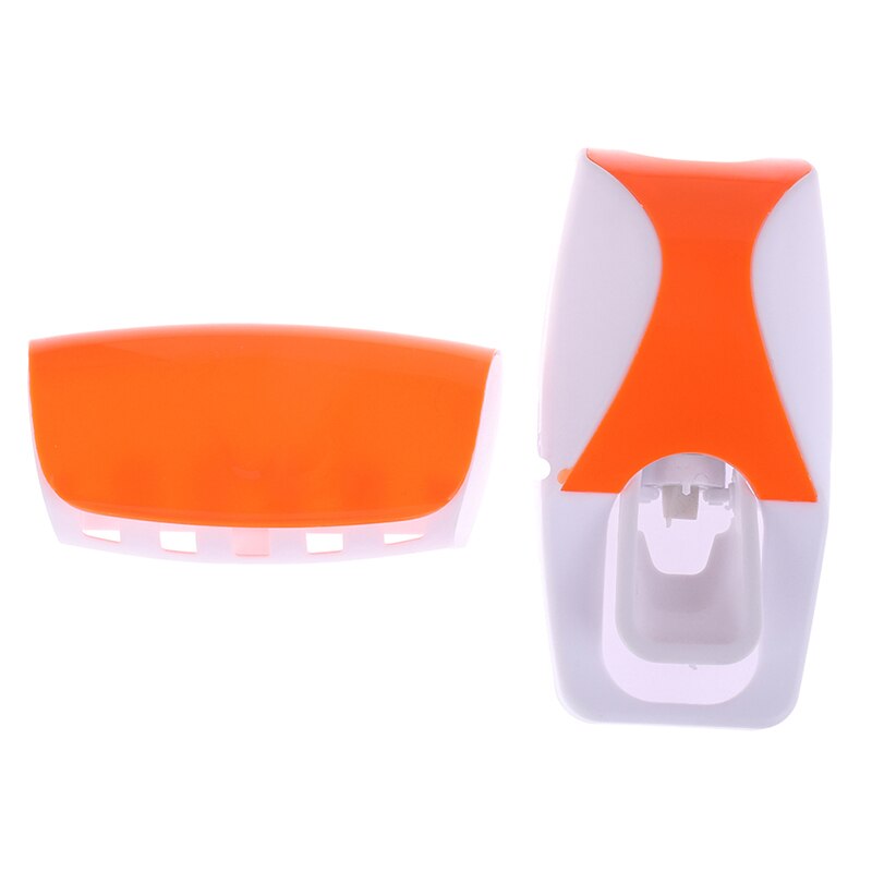 Automatische tandpasta dispenser tandenborstelhouder badkamerproducten wandmontage rek badset tandpasta knijpers: Oranje