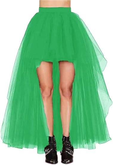 Falda de tul blanca para mujer, enagua tutú Hi-Lo de gasa con cola de golondrina, estilo informal largo, Punk gótico, cintura alta, de Carnaval: Morado