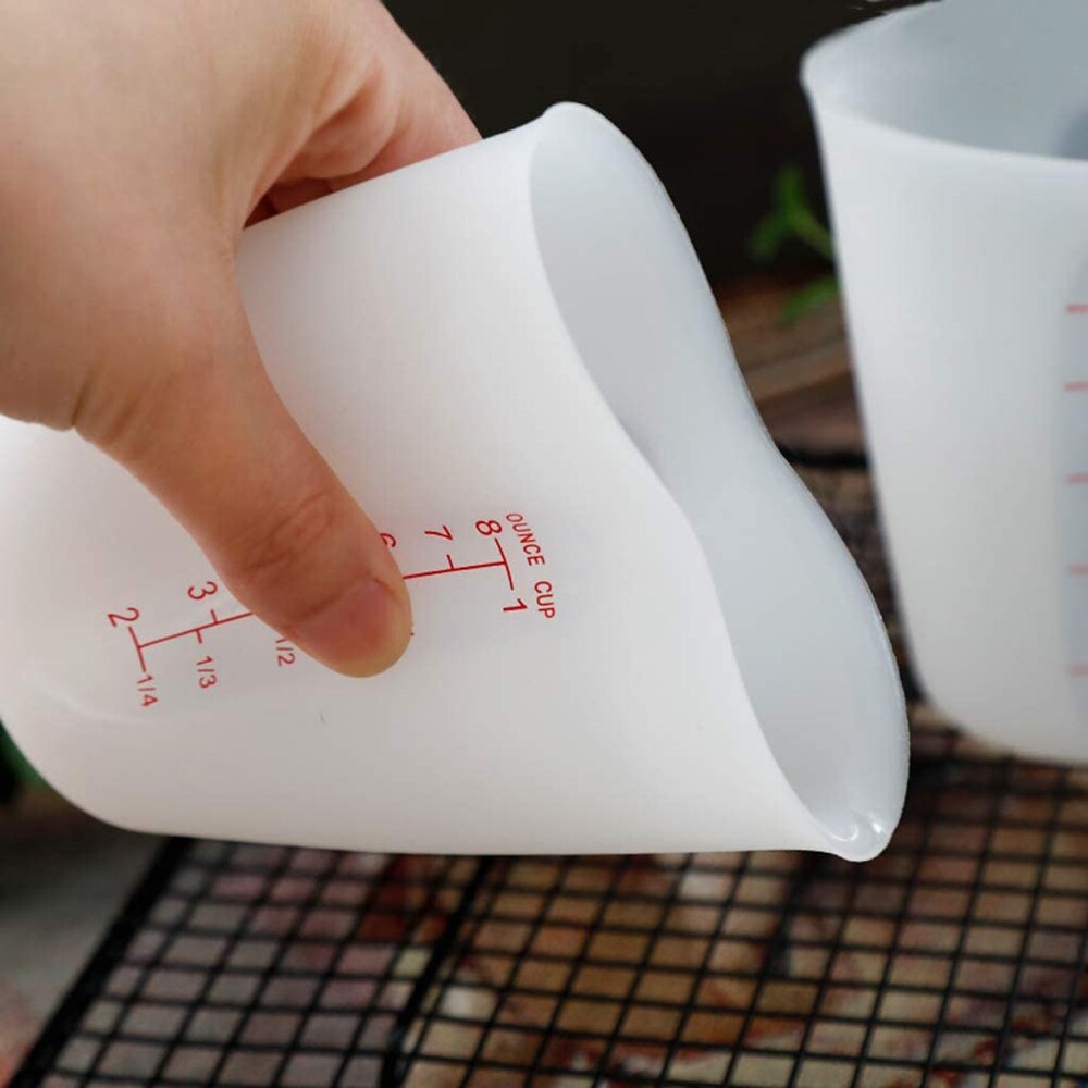 2Pcs/set 250ML &amp; 500ML Silicone Measuring Cups Food Grade PP Plastic Cups Measuring Cups Volume Measurement Tools